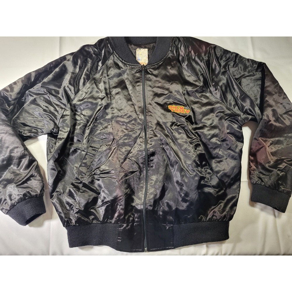 Vintage 1990 Dick Tracy Movie Promo Satin Bomber Jacket Rare Size L Made in USA